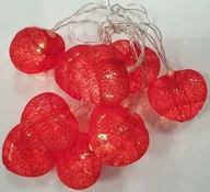 Girlandy - Lampki Cotton Balls Heart Red Serca 10szt Led 4cm - miniaturka - grafika 1