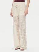 Spodnie damskie - Vero Moda Spodnie materiałowe Maya 10325044 Beżowy Wide Leg - miniaturka - grafika 1