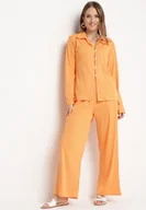 Komplety damskie - Pomarańczowy 2-częściowy Komplet z Koszulą i Szerokimi Spodniami Anscuro - miniaturka - grafika 1