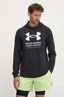 Bluzy męskie - Under Armour bluza treningowa Rival kolor czarny z kapturem z nadrukiem 1386047 - miniaturka - grafika 1