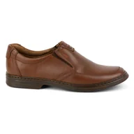 Półbuty męskie - Buty męskie ze skóry naturalnej slip-on 854K brązowe - KOMODO - miniaturka - grafika 1