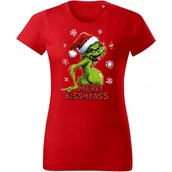Koszulki i topy damskie - Koszulka damska Świąteczna śmieszna prezent Święta Grinch MERRY KISSMYASS - miniaturka - grafika 1