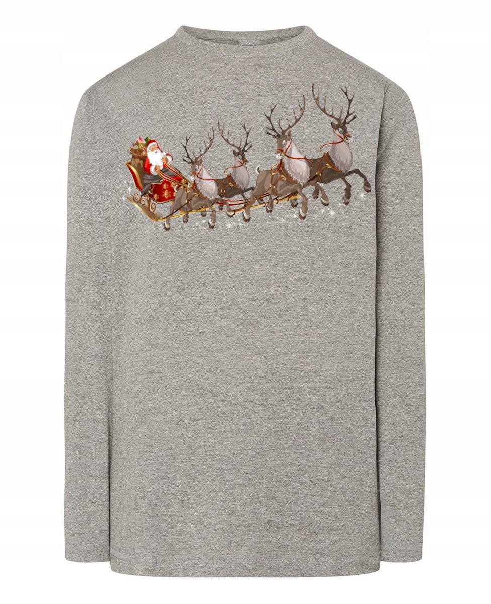 Longsleeve męski nadruk Mikołaj i Renifery R.XXL