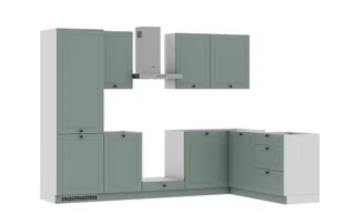 Zestaw Mebli Kuchennych Bergamo 275X185 Cm L/P Mdf Folia Miętowy Mat Miętowy Mat Cichy Domyk Hettich - Meble kuchenne - miniaturka - grafika 1