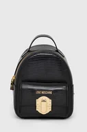 Plecaki - Love Moschino plecak damski kolor czarny mały gładki - miniaturka - grafika 1