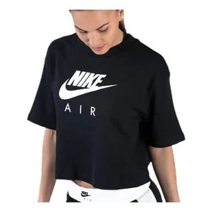 Nike Damski T-shirt W Nsw Air Top Ss Czarny S - Koszulki i topy damskie - miniaturka - grafika 1