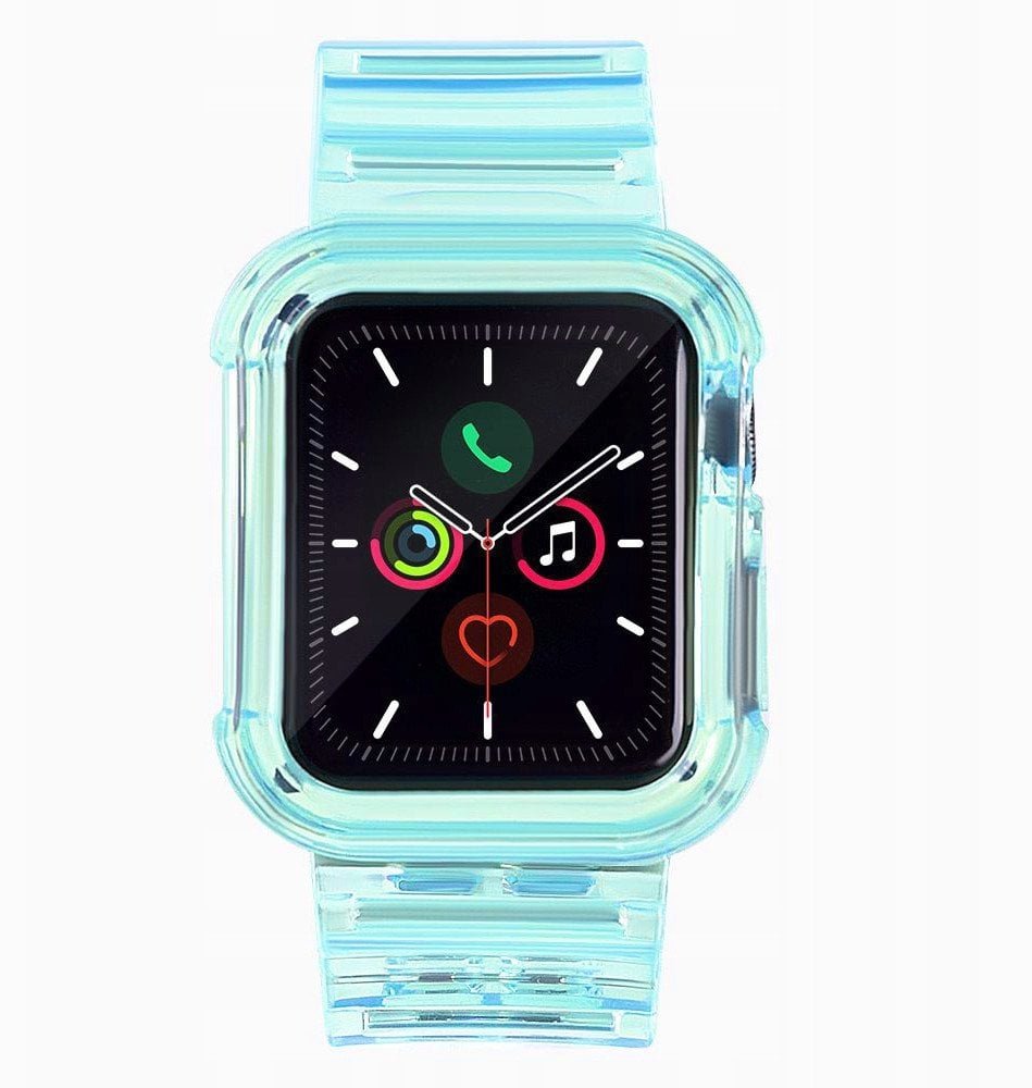 Silikonowa opaska pasek bransoleta bransoletka etui Strap Light Set do zegarka Apple Watch 42 mm - niebieska