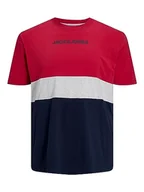 Koszulki męskie - Bestseller A/S Męski t-shirt JJEREID Blocking Tee SS NOOS PLS, Tango Red, 6XL, Tango Red, 6XL - miniaturka - grafika 1