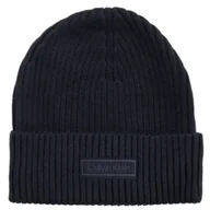 Czapki damskie - Czapka Patch Chunky Rib Cotton Beanie Dark Sapphire LV04D8053G CEF (CK694-a) Calvin Klein - miniaturka - grafika 1