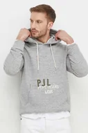 Bluzy męskie - Pepe Jeans bluza męska kolor szary z kapturem z nadrukiem - miniaturka - grafika 1