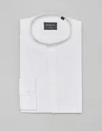 Koszule męskie - Lniana koszula lentane ze stójką 00483 długi rękaw biały slim fit - miniaturka - grafika 1