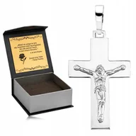 Biżuteria dla dzieci - ELEGANCKI SREBRNY DIAMENTOWANY KRZYŻYK RODOWANY PR. 925 PREZENT NA ROCZEK - miniaturka - grafika 1