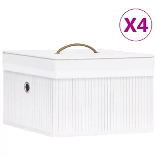 vidaXL Bambusowe pojemniki do przechowywania, 4 szt., białe vidaXL - Pudła i pojemniki do przechowywania - miniaturka - grafika 1
