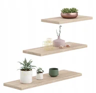 Półki do salonu - Półka ścienna samowisząca komplet 3 szt dąb sonoma Zestaw półek Lewit - miniaturka - grafika 1