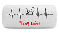Ręczniki - pat15.net Duży Ręcznik 140x70 z haftem - EKG pies z Twoim tekstem 987 - miniaturka - grafika 1