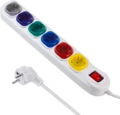 Listwy zasilające - Listwa zasilająca Maclean Listwa zasilająca Maclean, przedłużacz 6 gniazd, z włącznikiem, 250VAC/10A, 1.5m, MCE509 W - miniaturka - grafika 1