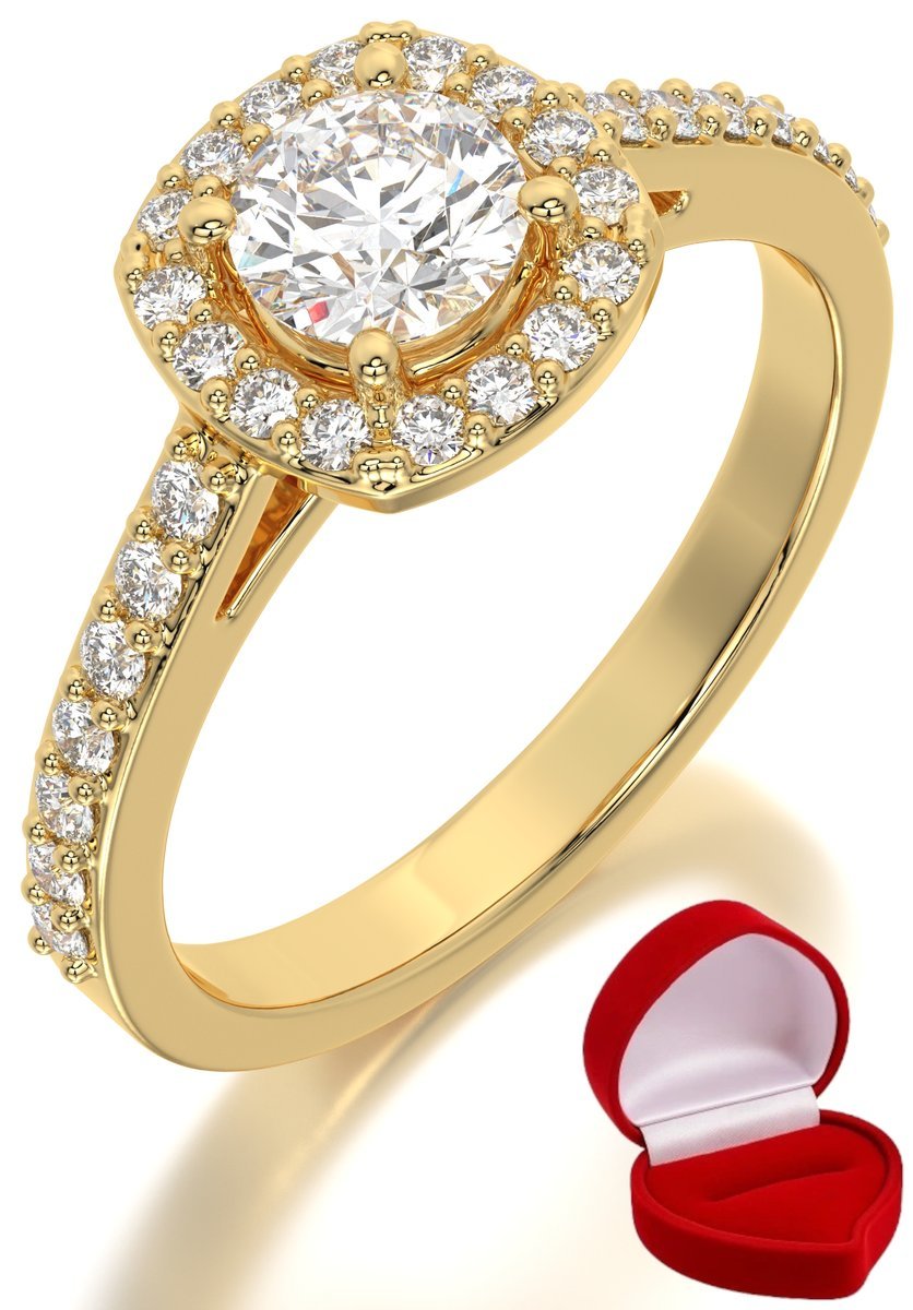 ZŁOTY PIERŚCIONEK ZARĘCZYNOWY 585 14k DIAMENT BRYLANT 0,50 ct R20