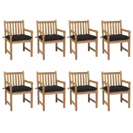 Fotele i krzesła ogrodowe - vidaXL Lumarko Krzesła ogrodowe z czarnymi poduszkami, 8 szt., drewno tekowe! 3073080 - miniaturka - grafika 1