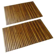 Dywaniki łazienkowe - vidaXL Mata prysznicowa z drewna akacjowego (80 x 50 cm) x2 - miniaturka - grafika 1