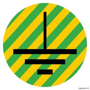 HJ002 WSKAŹNIK UZIEMIENIA, FN - FOLIA SAMOPRZYLEPNA; (100X100MM) - Tablice BHP - miniaturka - grafika 1