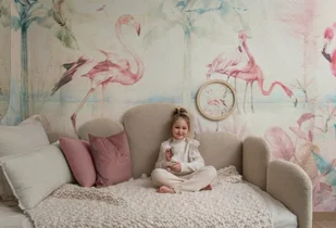 Flamingo Bay- Intense Dziewczęca Tapeta z Flamingami i Kwiatami - Tapety - miniaturka - grafika 1