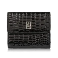 Portfele - PORTFEL DAMSKI SKÓRZANY MAŁY CROCO CZARNY Z OCHRONĄ RFID PAOLO PERUZZI AL-03-BL - miniaturka - grafika 1