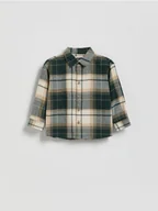 Kombinezony dla dzieci - Reserved - Bawełniana koszula w kratę - ciemnozielony - miniaturka - grafika 1