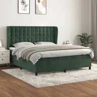 Łóżka - vidaXL Łóżko kontynentalne z materacem, ciemnozielone, 180x200 cm - miniaturka - grafika 1
