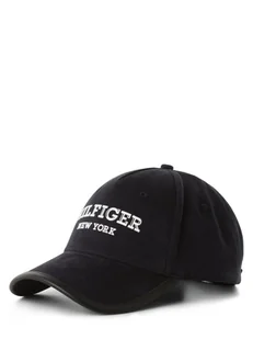 Tommy Hilfiger Męska czapka z daszkiem z dodatkiem skóry Mężczyźni Bawełna niebieski nadruk, ONE SIZE - Czapki i chusty sportowe męskie - miniaturka - grafika 1