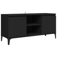 Szafki RTV - vidaXL Szafka TV, metalowe nóżki, czarna, 103,5x35x50 cm - miniaturka - grafika 1