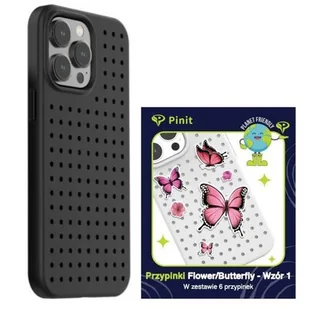 Etui PINIT Dynamic do Apple iPhone 14 Pro Max Czarny + Pinit Flower/Butterfly Pin (Wzór 1) - Etui i futerały do telefonów - miniaturka - grafika 1
