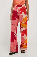 Spodnie damskie - Sisley spodnie damskie kolor różowy proste high waist - miniaturka - grafika 1