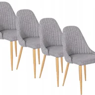 Krzesła - Zestaw 4 Krzeseł Skandynawskich Tapicerowanych Komplet Salon Szare Torino - miniaturka - grafika 1