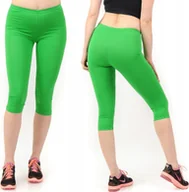Legginsy - Legginsy damskie 3/4 krótkie Polskie bawełniane Getry Zielone L - miniaturka - grafika 1