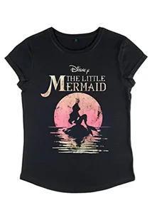 Disney Women's The Little Mermaid Moon Organic Rolled Sleeve t-shirt damski, czarny, S, czarny, S - Koszulki i topy damskie - miniaturka - grafika 1
