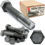 Śruby i nakrętki - Śruba M20x120 sześciokątna na klucz czarna ocynk DIN 931 kl.5.8 1kg - miniaturka - grafika 1