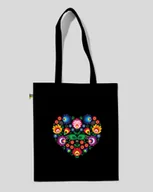 Torby i wózki na zakupy - TORBA BAWEŁNIANA NA ZAKUPY SERCE ŁOWICKIE Czarny - miniaturka - grafika 1