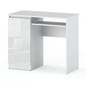 Biurka gamingowe - Biurko Gamingowe Komputerowe Szkolne Białe Połysk 90 CM Z 2 Półkami - miniaturka - grafika 1