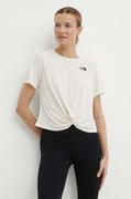 Koszulki sportowe damskie - The North Face t-shirt damski kolor beżowy NF0A824IQLI1 - miniaturka - grafika 1