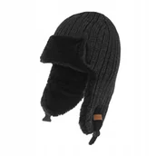 Czapki męskie - NANDY Czapka męska ciepła USZATKA ciemno szara mul - miniaturka - grafika 1