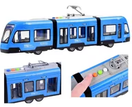 Samochody i pojazdy dla dzieci - Tramwaj z dźwiękiem i światłem, otwierane drzwi - niebieski - miniaturka - grafika 1
