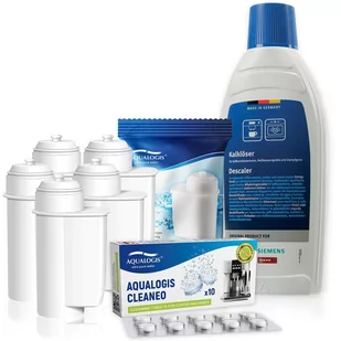Zestaw Bosch, Filtr Aqualogis AL-Inte 5szt, Bosch Odkamieniacz 311968 500ml, Cleaneo 10szt - Akcesoria i części do ekspresów do kawy - miniaturka - grafika 1
