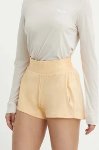 Helly Hansen szorty outdoorowe Tech kolor żółty gładkie high waist 48551 - Spodenki damskie - miniaturka - grafika 1