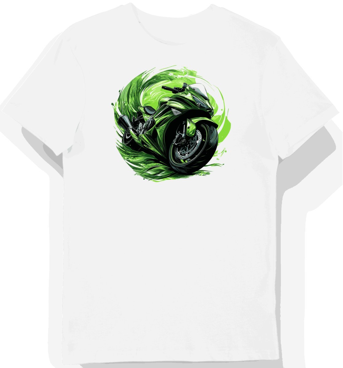 Koszulka męska biała z eleganckim motywem motocyklowym S