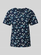 Koszulki i topy damskie - T-shirt z kwiatowym nadrukiem - miniaturka - grafika 1