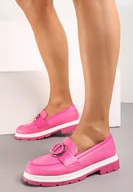 Mokasyny damskie - Fuksjowe Mokasyny z Metaliczną Aplikacją i Delikatnym Printem Unica - miniaturka - grafika 1