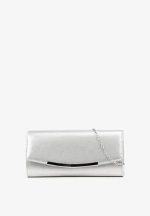 Srebrna Torebka Kopertówka z Metaliczną Aplikacją i Łańcuszkiem Idaritia - Torebki damskie - miniaturka - grafika 1