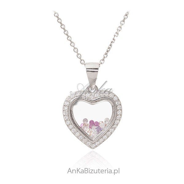 ankabizuteria.pl Srebrna zawieszka SERCE z cyrkoniami i kryształka