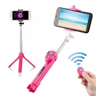 Kijek Selfie Stick Tripod Statyw Pilot Bluetooth Tik Tok - Kolor Różowy - Selfie stick - miniaturka - grafika 1