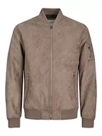 Kurtki męskie - JACK & JONES Męska kurtka JJEROCKY Faux Suede Bomberka, Falcon, S, Falcon - miniaturka - grafika 1